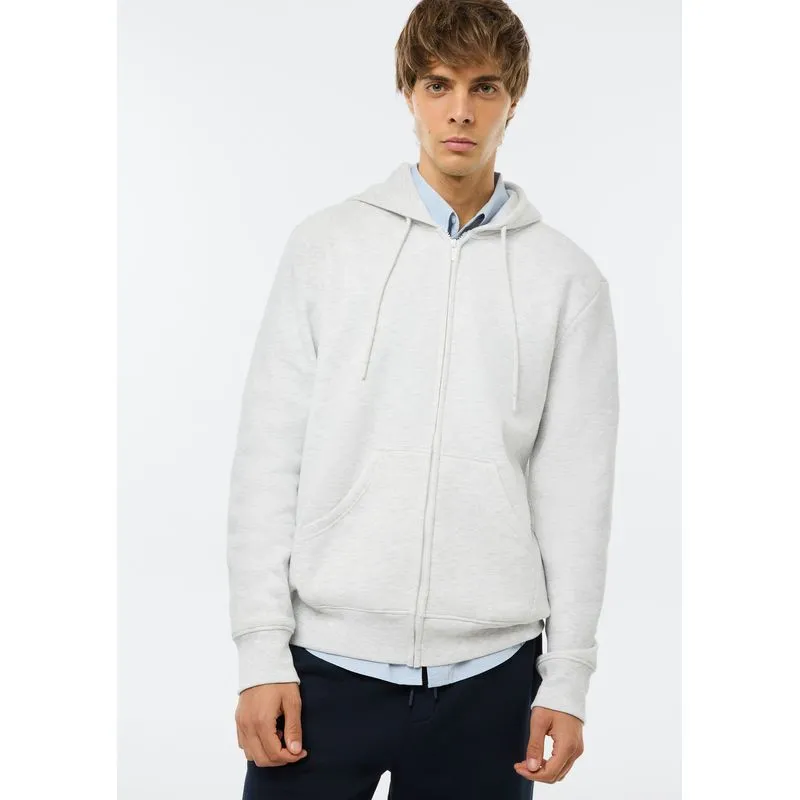 Jaqueta Básica Masculina Regular Em Moletom Peluciado - Cinza EXG