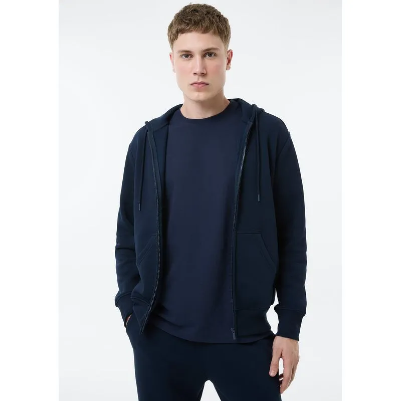 Jaqueta Básica Masculina Regular Em Moletom Peluciado - Azul EXG