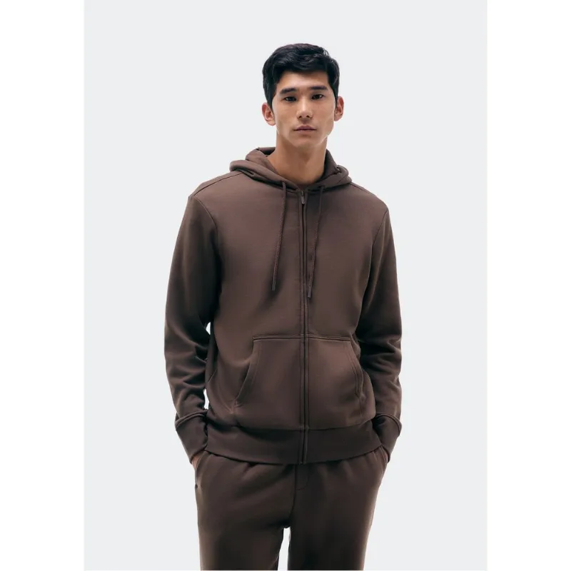 Jaqueta Básica Masculina Regular Em Moletom Peluciado - Marrom M