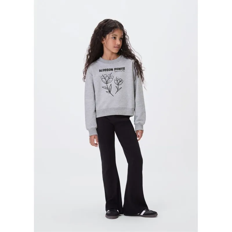 Conjunto Infantil Menina Em Moletom E Ribana - Cinza 014