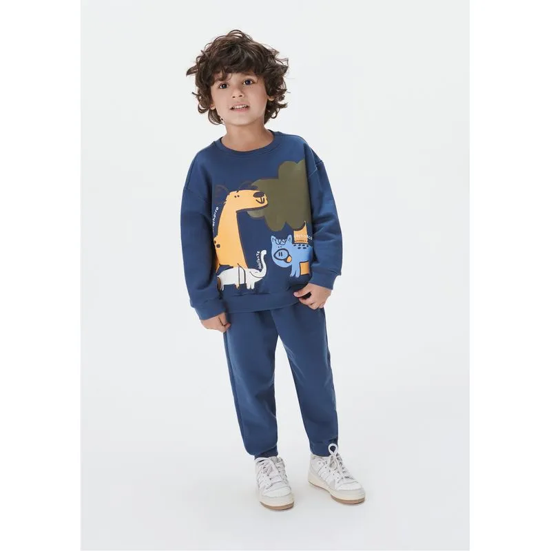 Conjunto Manga Longa Infantil Menino Toddler - Azul 004