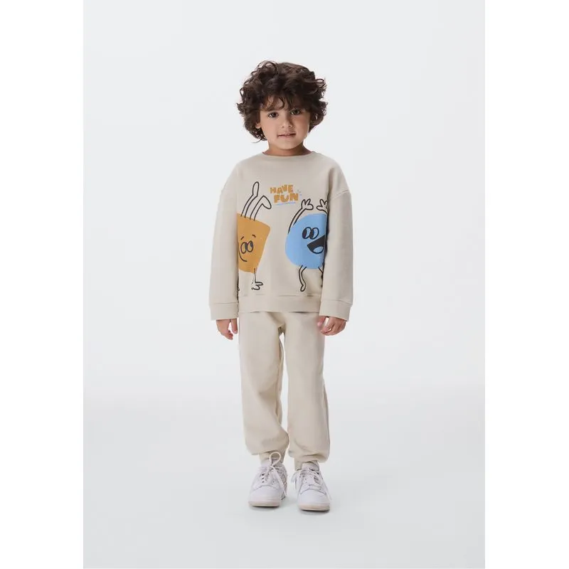 Conjunto Manga Longa Infantil Menino Toddler - Bege 004