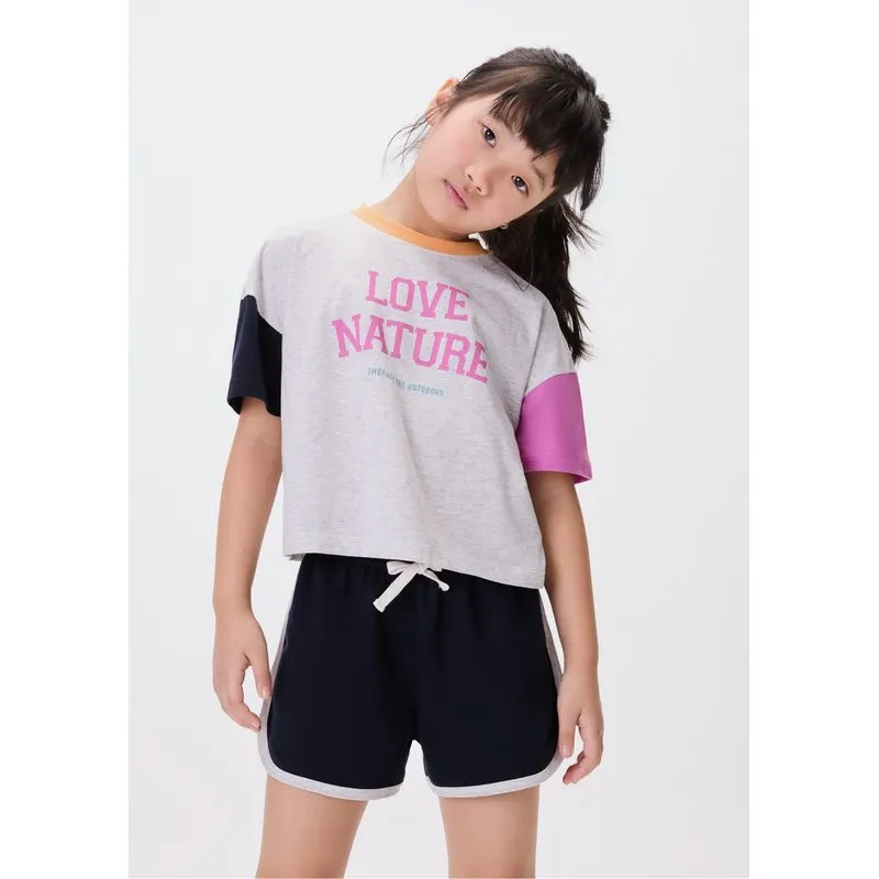 Conjunto Curto Em Moletom Infantil Menina Com Estampa - Cinza 006
