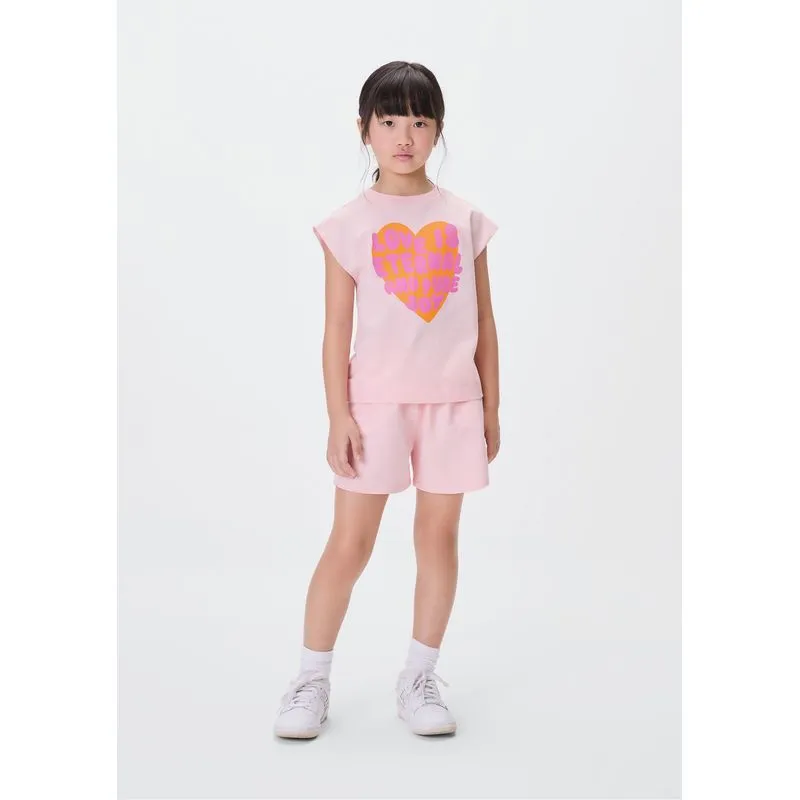 Conjunto Curto Infantil Menina Com Estampa - Rosa 014