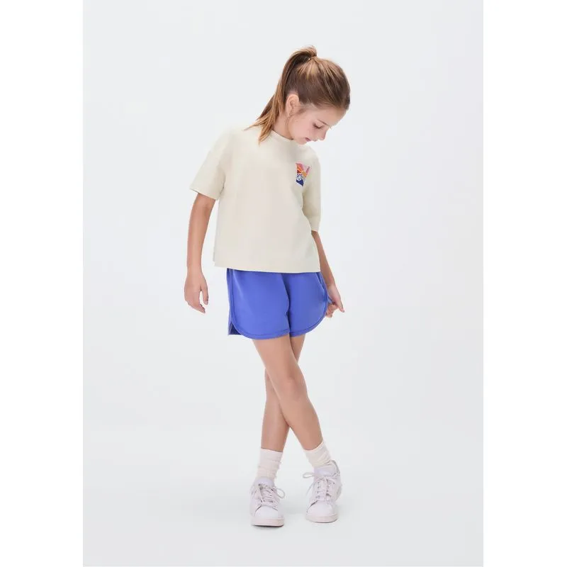 Conjunto Curto Em Moletom Infantil Menina Com Estampa - Azul 006