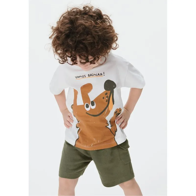 Conjunto Curto Infantil Menino Toddler Com Estampa - Verde 004