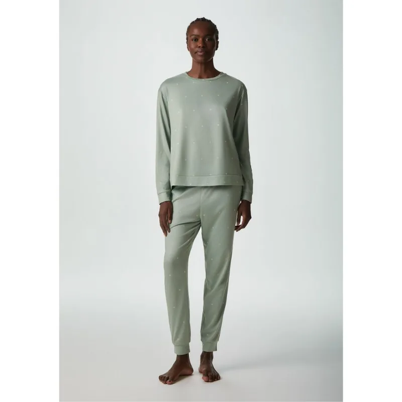 Pijama Feminino Em Tricô Estampado - Verde XP