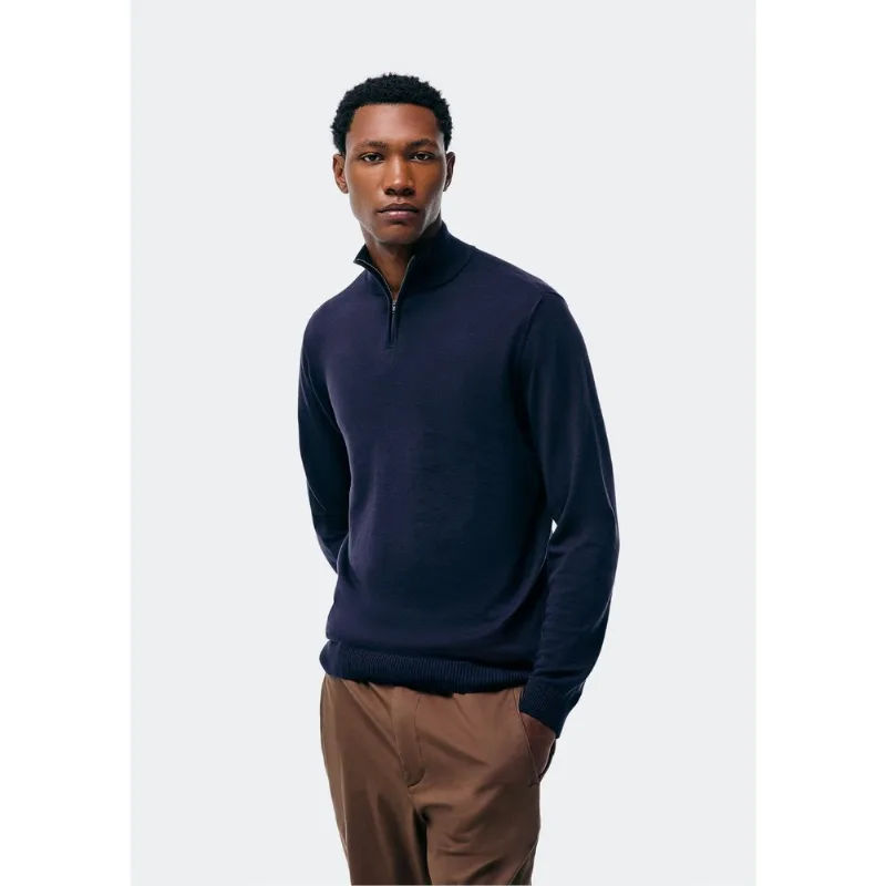 Suéter Masculino Gola Alta Em Tricô - Azul XG
