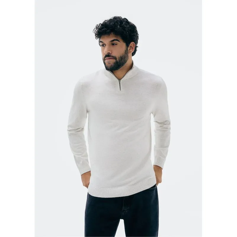 Suéter Masculino Gola Alta Em Tricô - Cinza XG