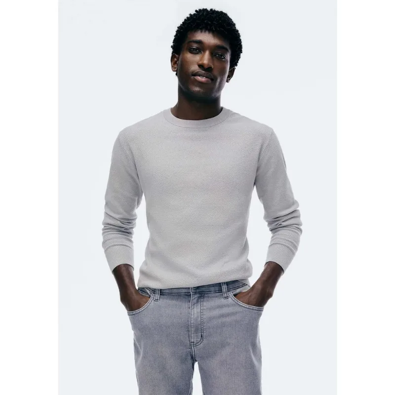 Suéter Masculino Regular Em Tricô - Cinza M