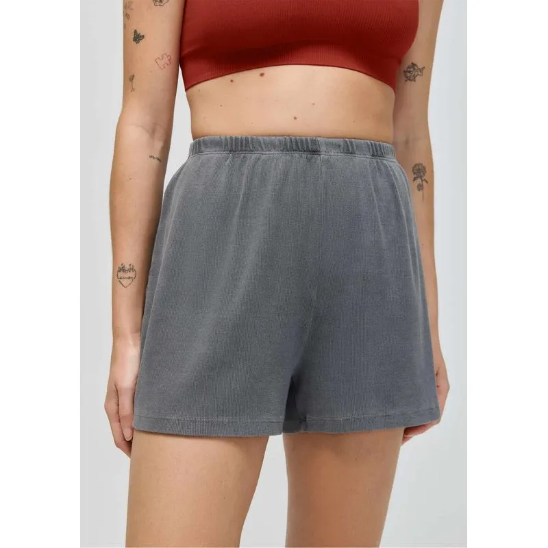 Shorts Feminino Estonado Em Ribana - Preto P