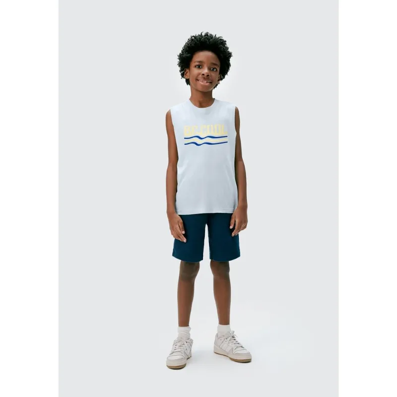 Regata Infantil Menino Em Malha De Algodão Com Estampa - Azul 014