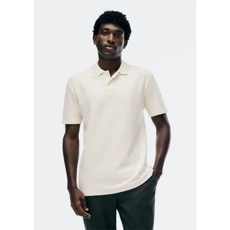 Camisa Polo Masculina Manga Curta Texturizada - Bege G