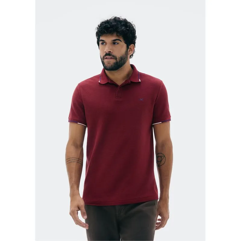 Camisa Polo Masculina Manga Curta Com Bordado - Vermelho XXG
