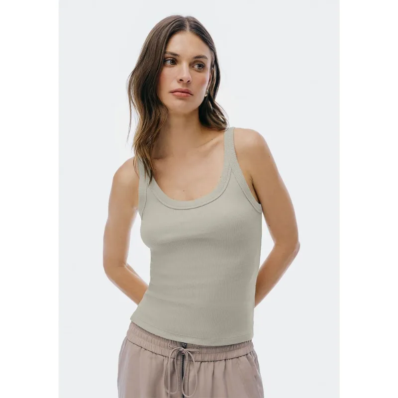 Regata Básica Feminina Slim Rib - Cinza G
