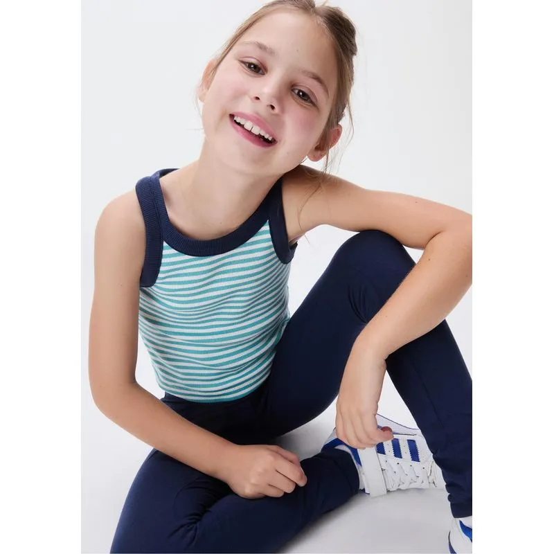 Regata Cropped Infantil Menina Em Ribana - Azul 010