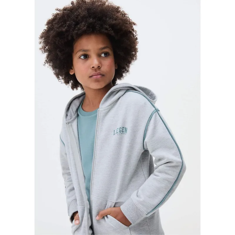 Jaqueta De Moletom Com Capuz Infantil Menino - Cinza 006