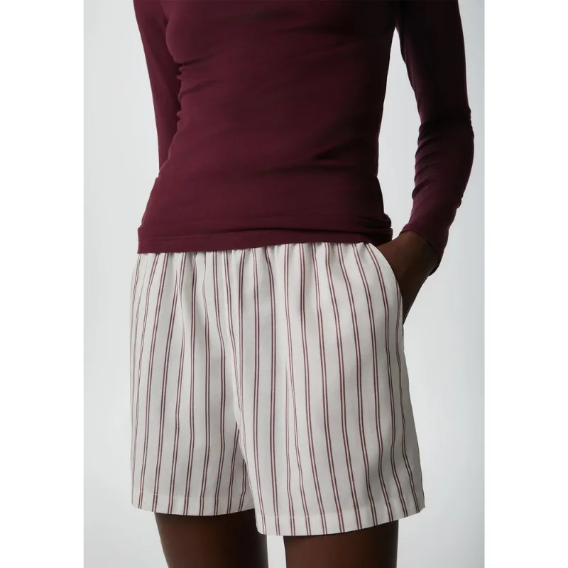 Shorts Feminino Listrado Cintura Alta - Vermelho XP