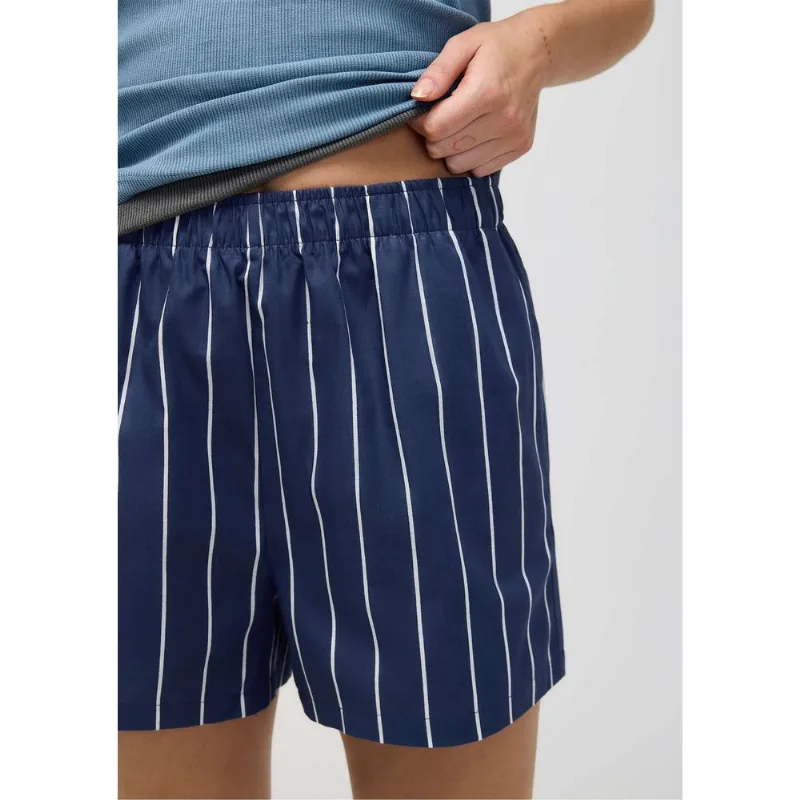 Shorts Feminino Listrado Cintura Alta - Azul P