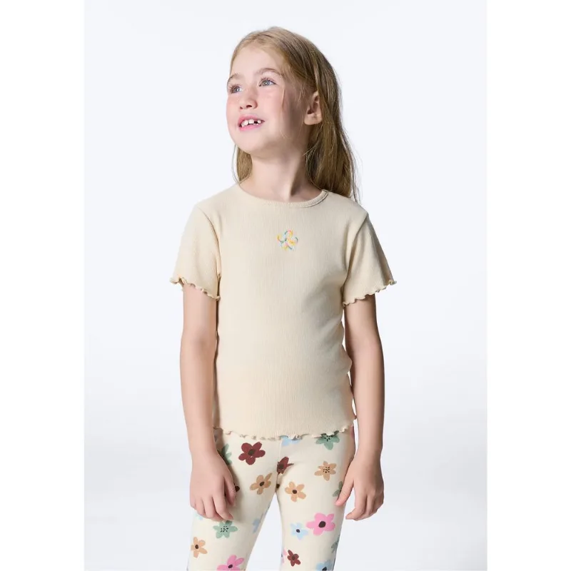 Blusa Manga Curta Infantil Menina Em Ribana - Nude 006