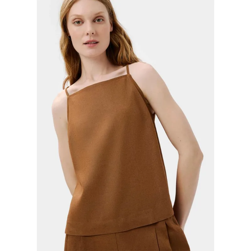 Regata Feminina Halter Neck Alças Finas - Marrom G