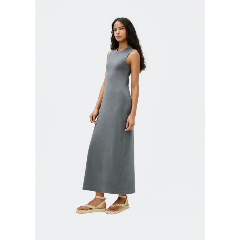 Vestido Midi Em Ribana Estonada - Preto XG
