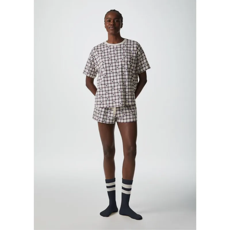 Pijama Curto Feminino Estampado Oversized - Vinho XG