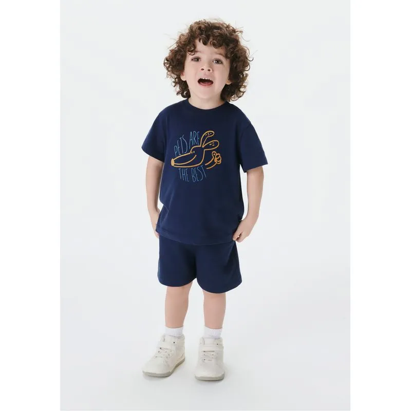 Conjunto Curto Infantil Menino Toddler - Azul 001