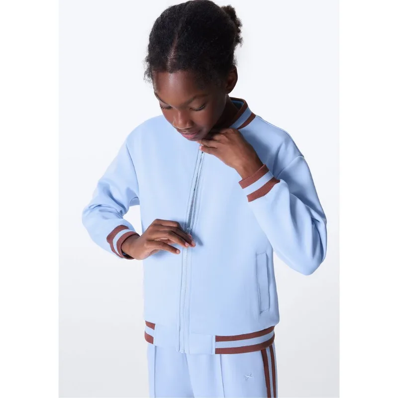 Jaqueta Infantil Bomber Com Detalhes Em Retilínea - Azul 012