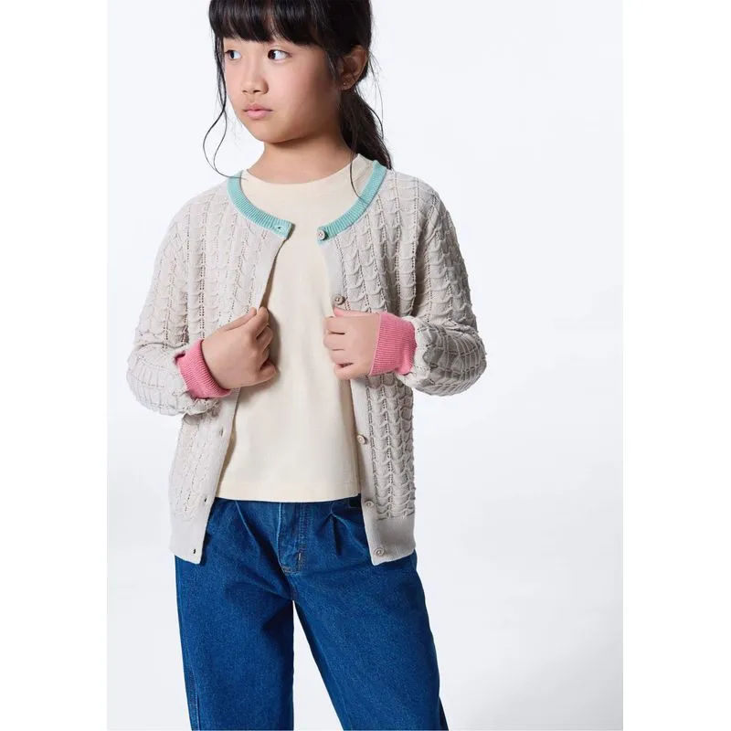 Cardigan Infantil Menina Tricô Ajustado - Cinza 006