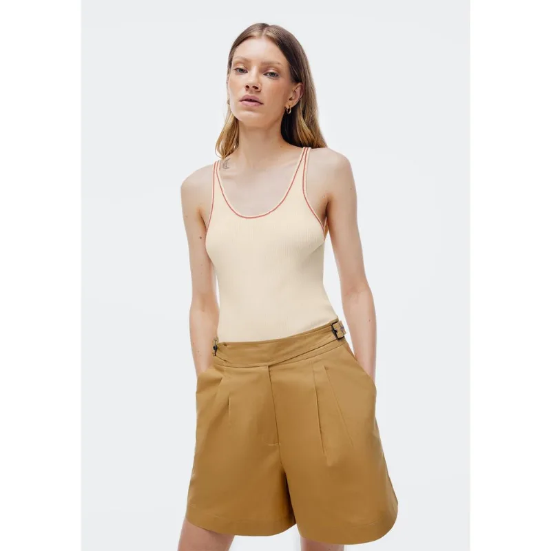 Regata Feminina Slim Em Tricô Leve - Creme M