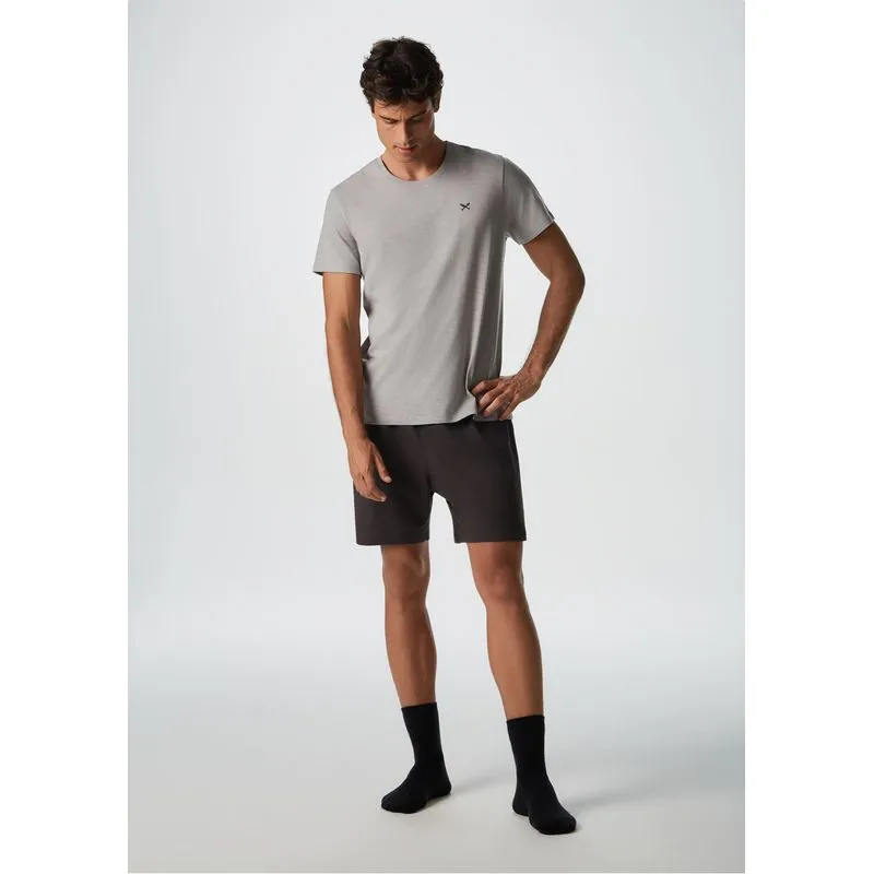 Pijama Curto Masculino Com Bordado - Cinza XG