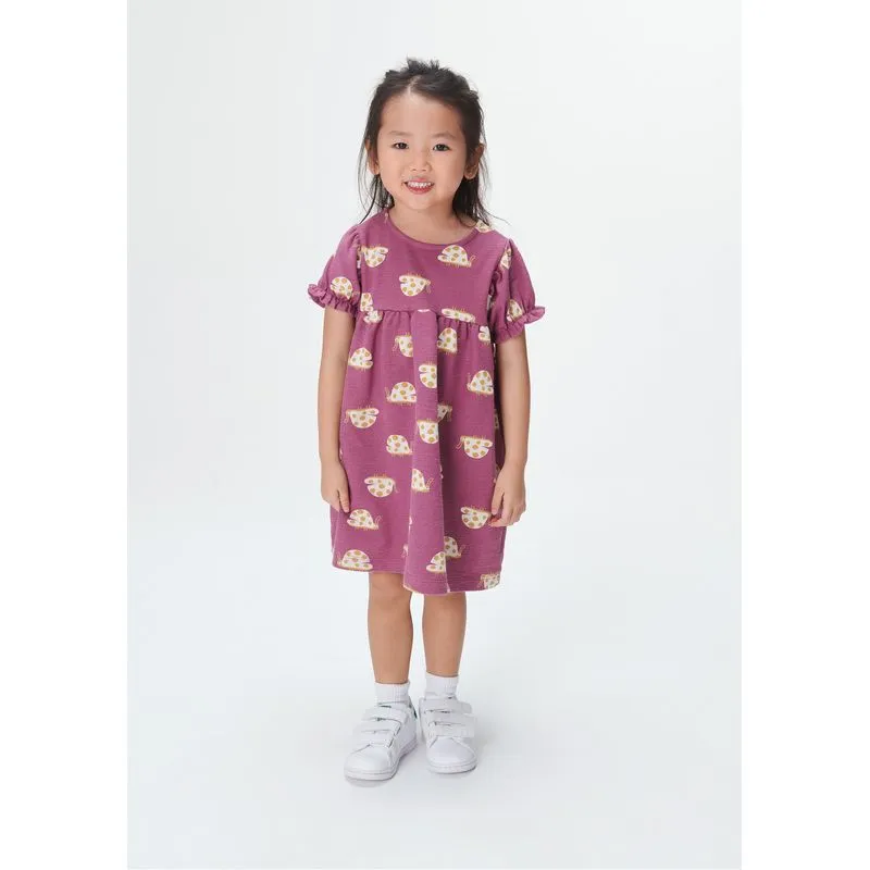 Vestido Infantil Toddler Manga Bufante - Rosa 003