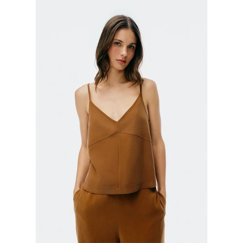 Regata Feminina Alças Finas Peach Toutch - Marrom XG