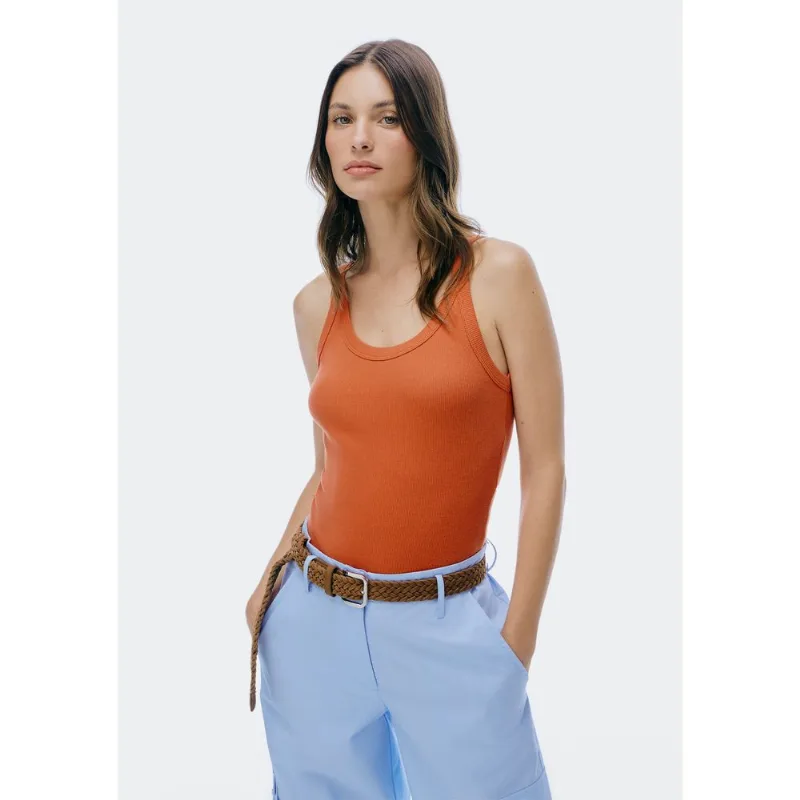 Regata Básica Feminina Slim Rib - Laranja XXG
