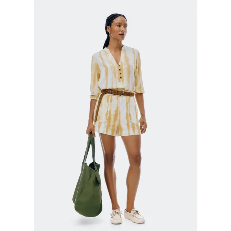 Shorts Feminino Estampado Em Viscose - Amarelo G