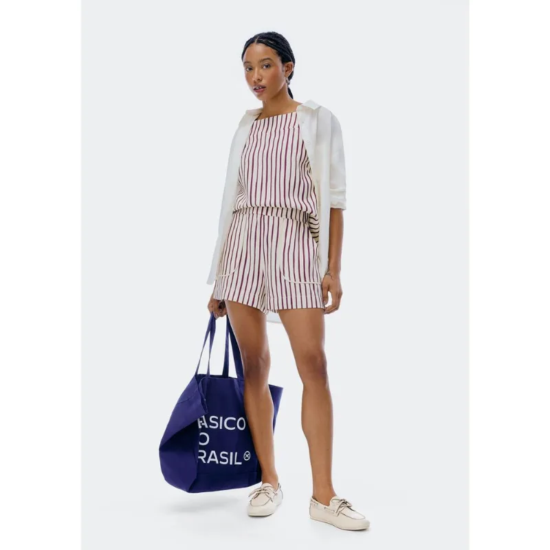 Shorts Feminino Estampado Em Viscose - Roxo M