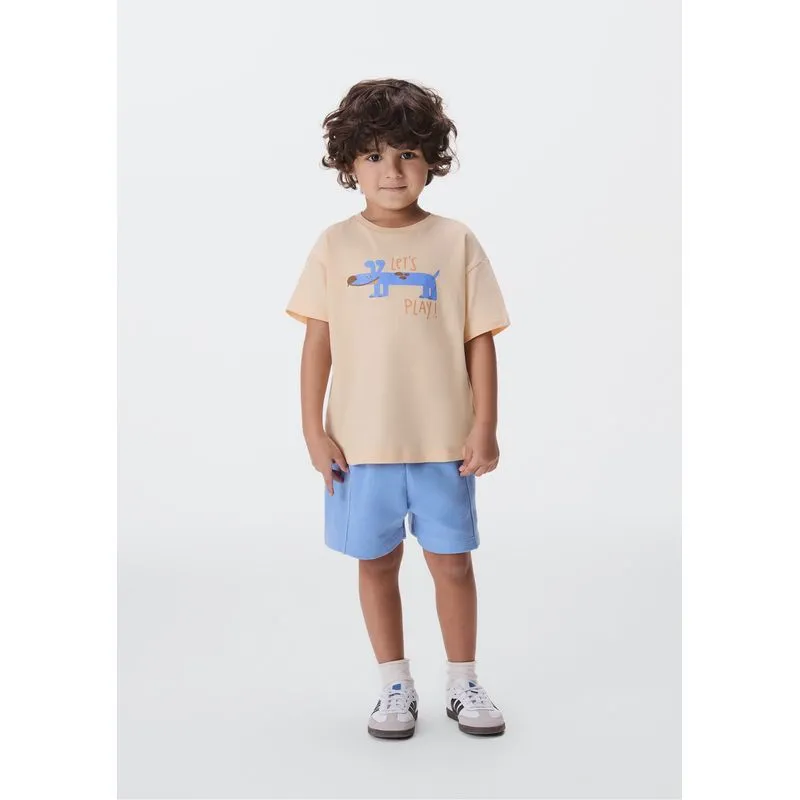 Conjunto Curto Infantil Menino Com Estampa - Marrom 003