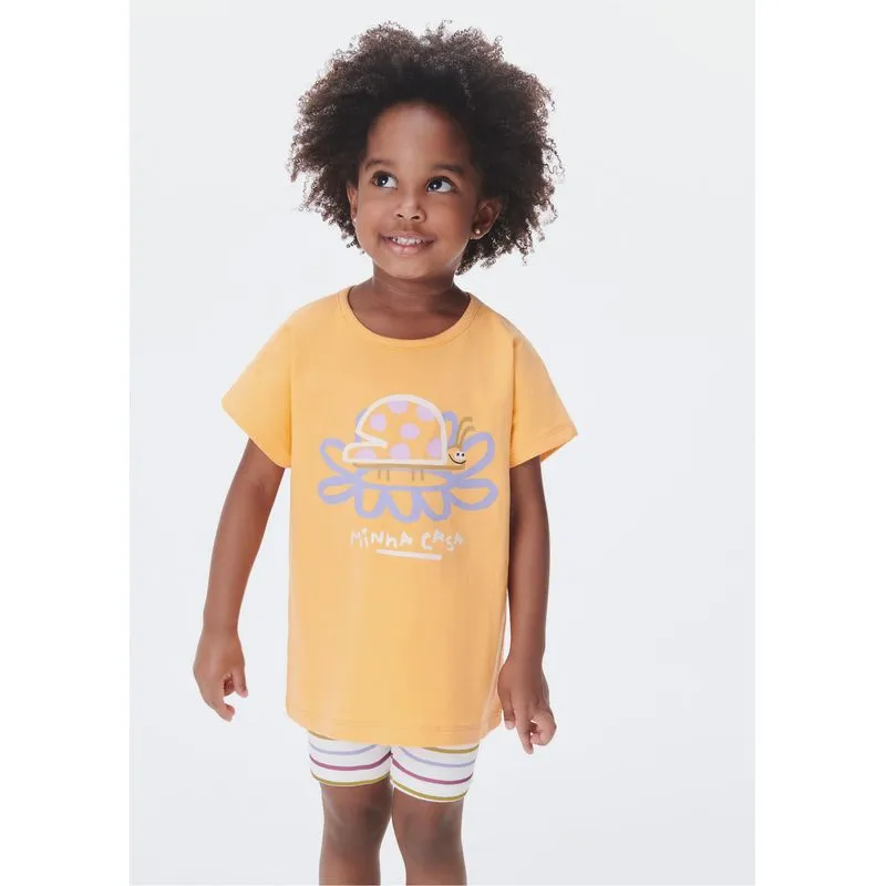 Conjunto Curto Infantil Menina Toddler - Laranja 004