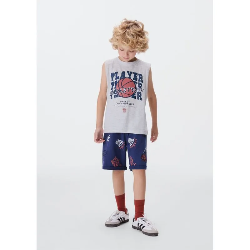 Conjunto Curto Infantil Menino Com Estampa - Azul 010