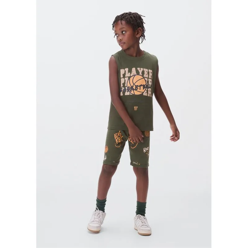Conjunto Curto Infantil Menino Com Estampa - Verde 008