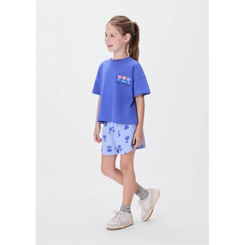 Conjunto Infantil Menina Curto Estampado - Azul 010