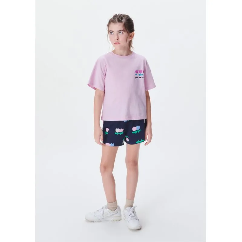 Conjunto Infantil Menina Curto Estampado - Rosa 008