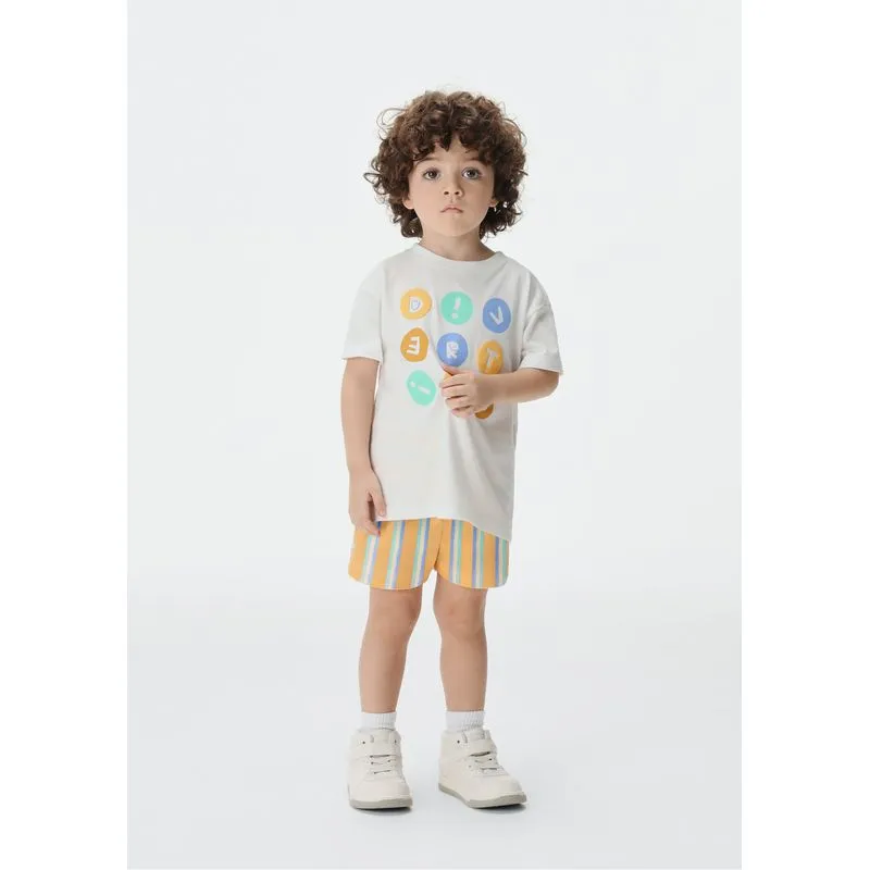 Conjunto Curto Infantil Menino Toddler Em Moletom - Off white 001