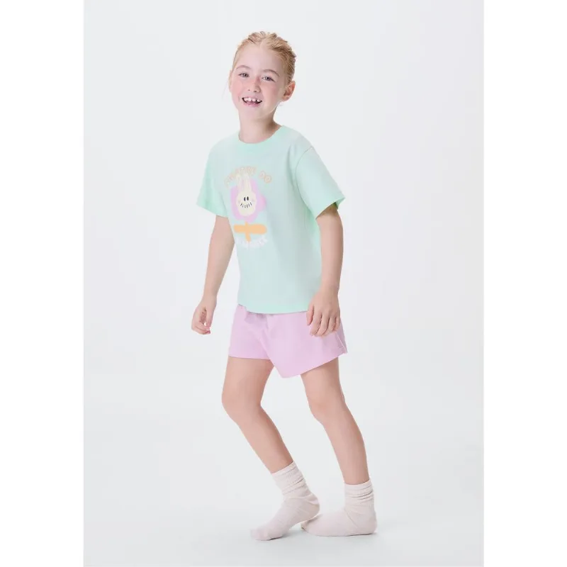 Pijama Infantil Menina Curto Com Estampa - Verde 002