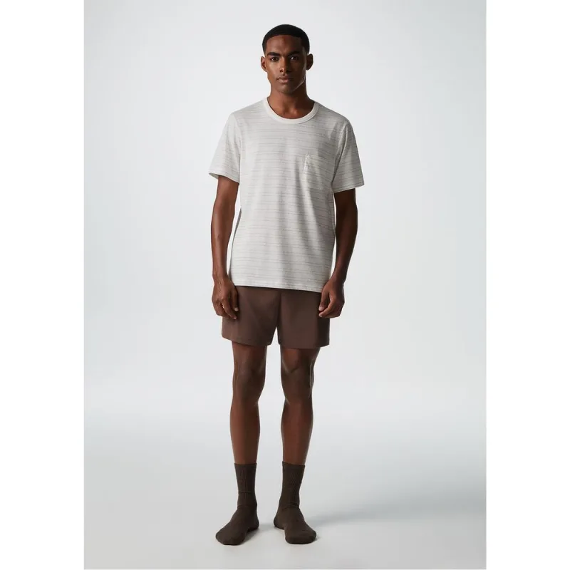 Pijama Curto Masculino Fio Tinto Listrado - Marrom XG