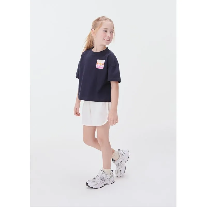 Conjunto Curto Em Moletom Infantil Menina Com Estampa - Azul 012