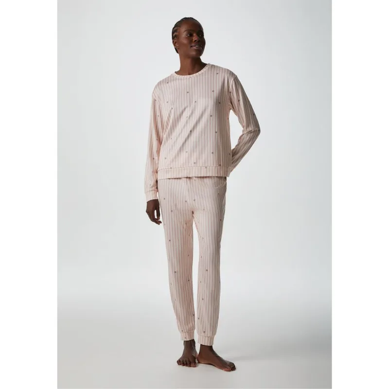 Pijama Feminino Em Tricô Listrado - Rosa XP