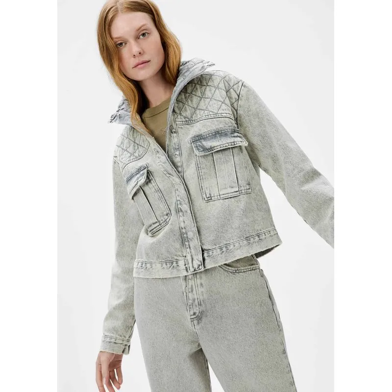 Jaqueta Feminina Jeans Regular - Cinza P