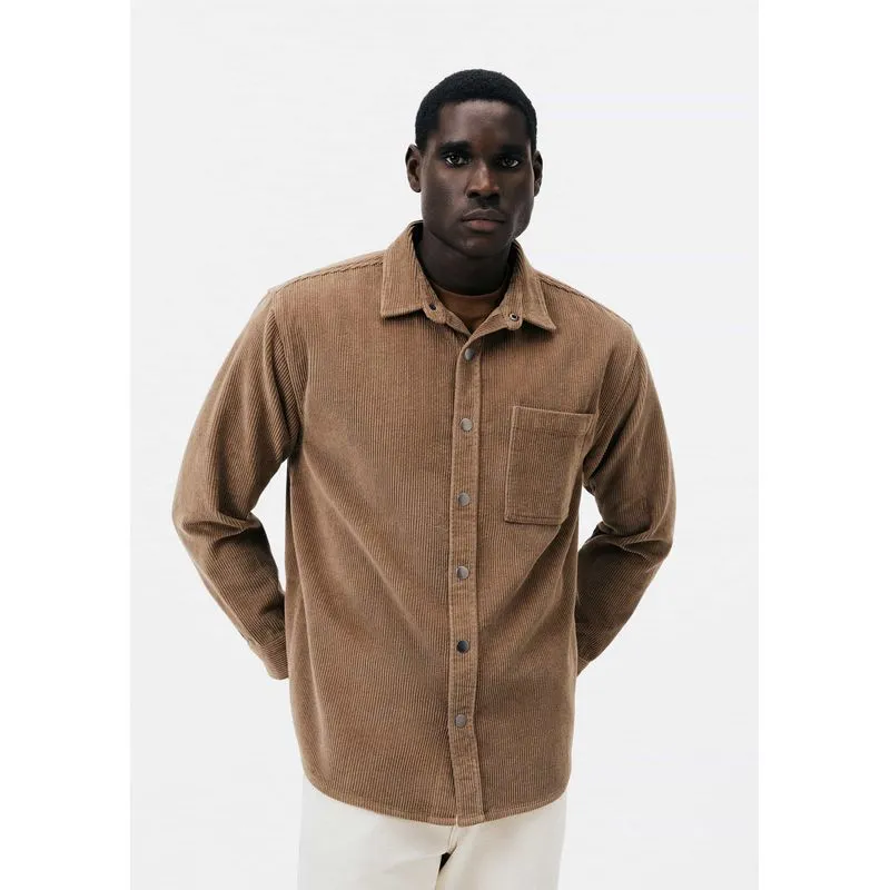 Jaqueta Masculina Overshirt Em Veludo Cotelê - Marrom XG